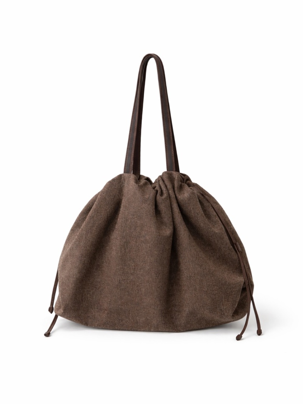 Brunello Cucinelli Brown Drawstring Shoulder Tote Bag